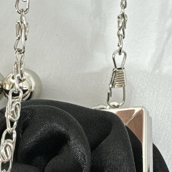 Women's Black Evening Clutch Floral Handbag Party Purse Detachable Chain Strap - Picture 12 of 16